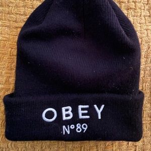 Never worn black OBEY beanie.